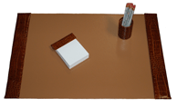 Large Reptile Grain Leather 3-Piece Desk Pad Set