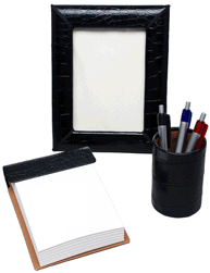 Black Alligator Medium 3-Piece Desk Set