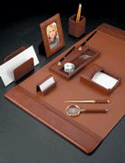 Tan Leather Desk Pad Blotter Collection