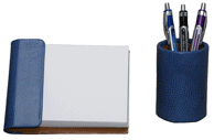 Periwinkle 2-Piece Reptile-Grain Leather Desk Accessories Set